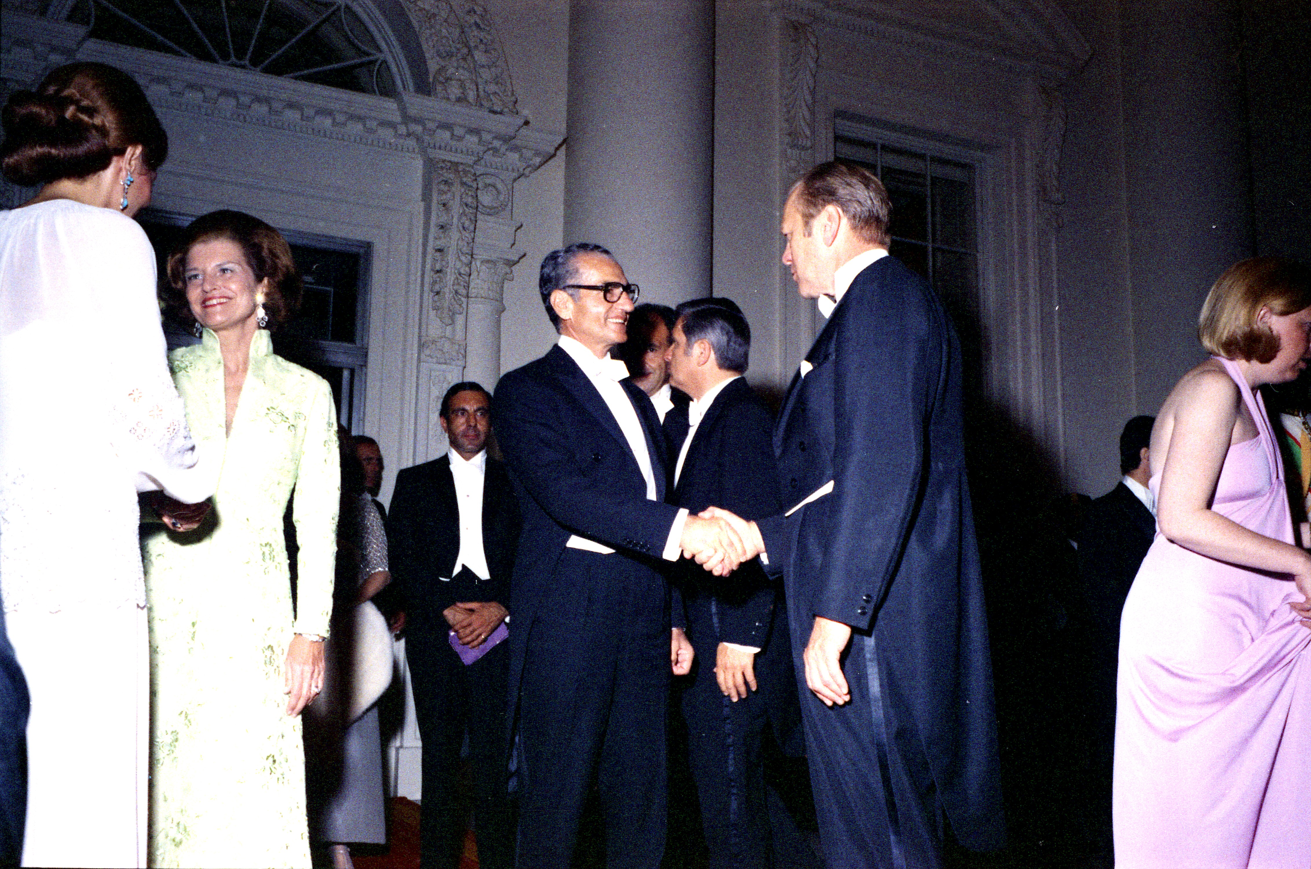 Photograph Of President Gerald R Ford And First Lady Betty Ford Bidding Farewell To Shah M.