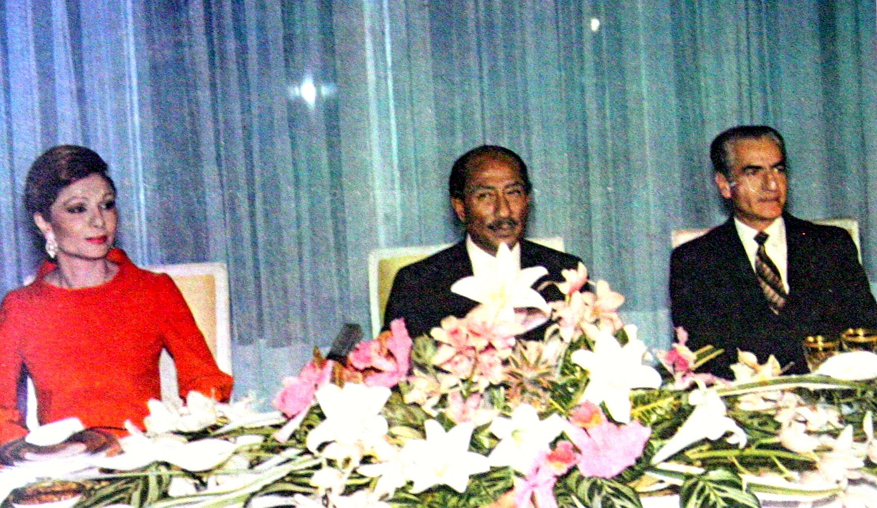 Queen Farah Of Persia Egyption President Anwar Sadat Mohammad Reza Shah Pahlavi Of Persia.