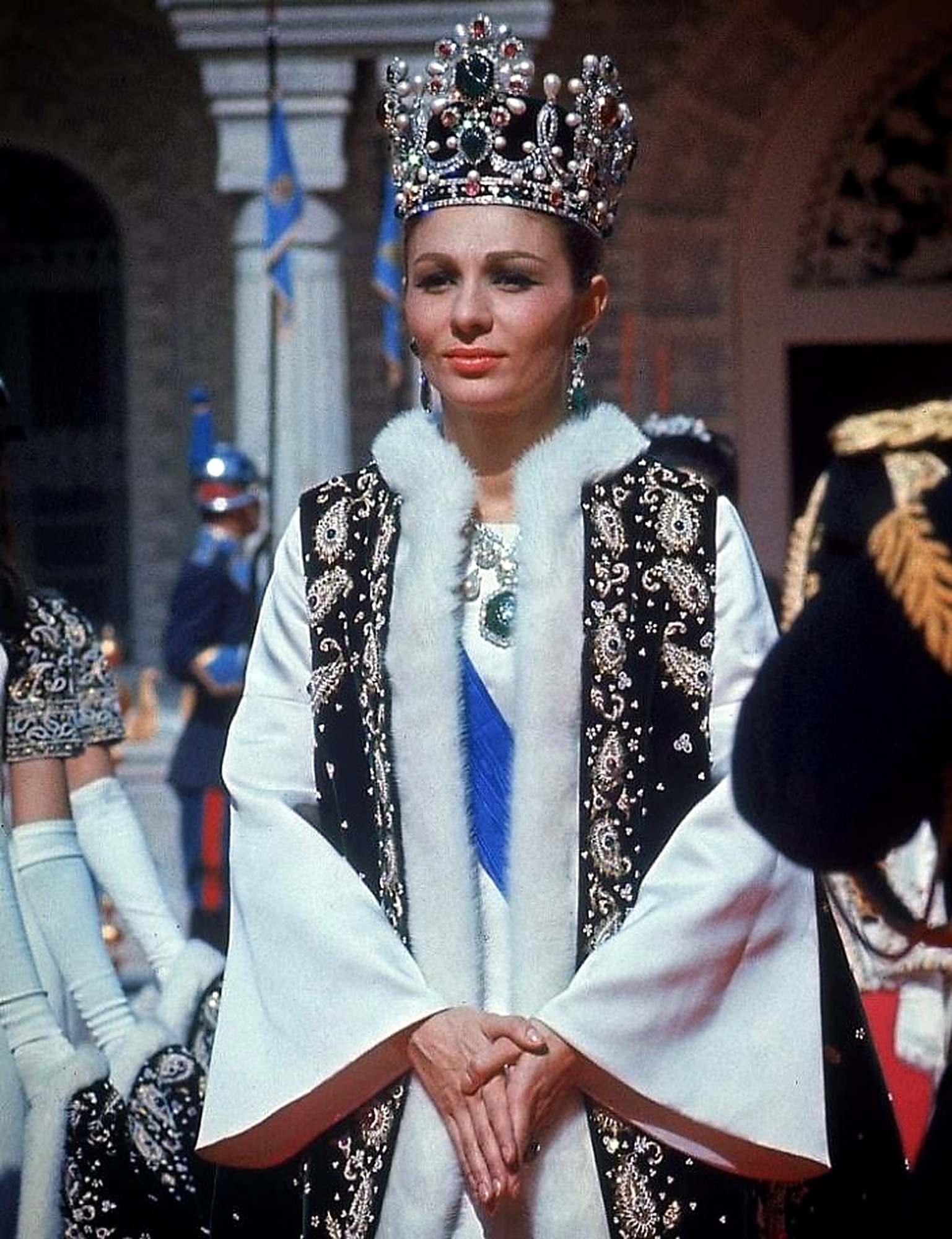 Farah Pahlavi crowned at the 1967 coronation.