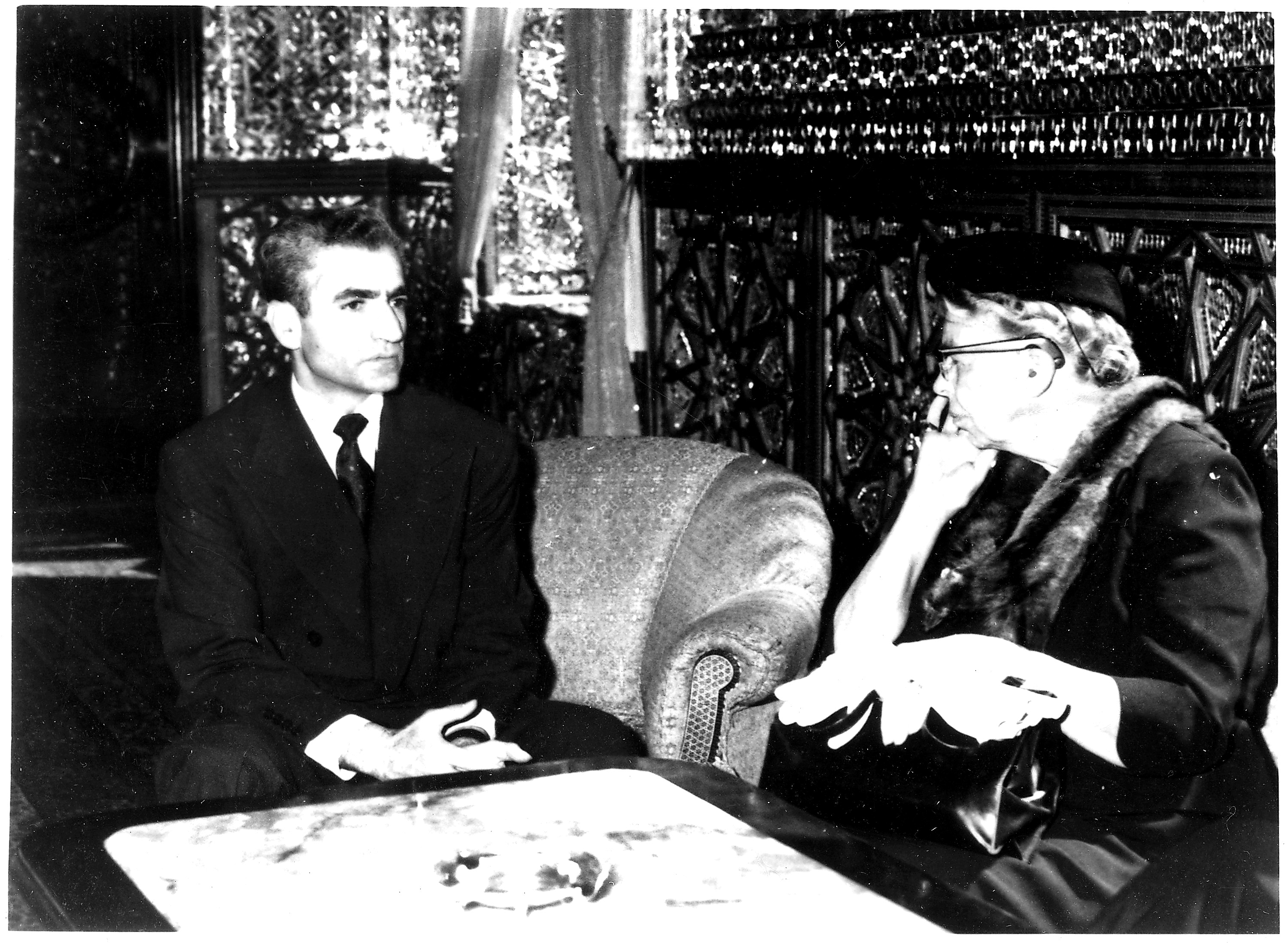 Eleanor Roosevelt And Shah Of Iran In Teheran Iran.