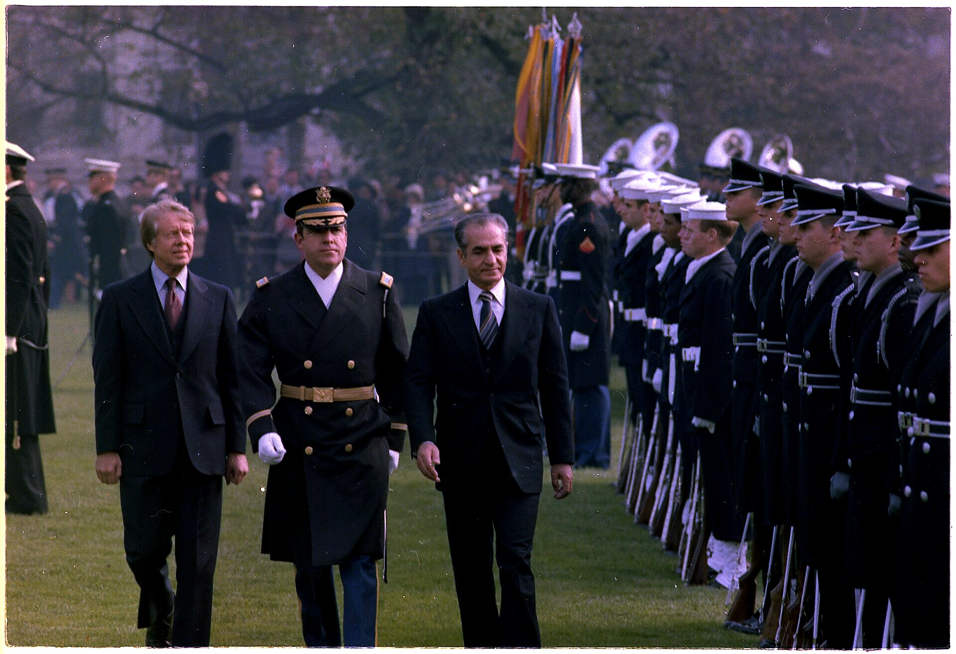 Jimmy Carter And Shah Of Iran Inspect The Troop During Welcoming Ceremony For The Shah Nar.