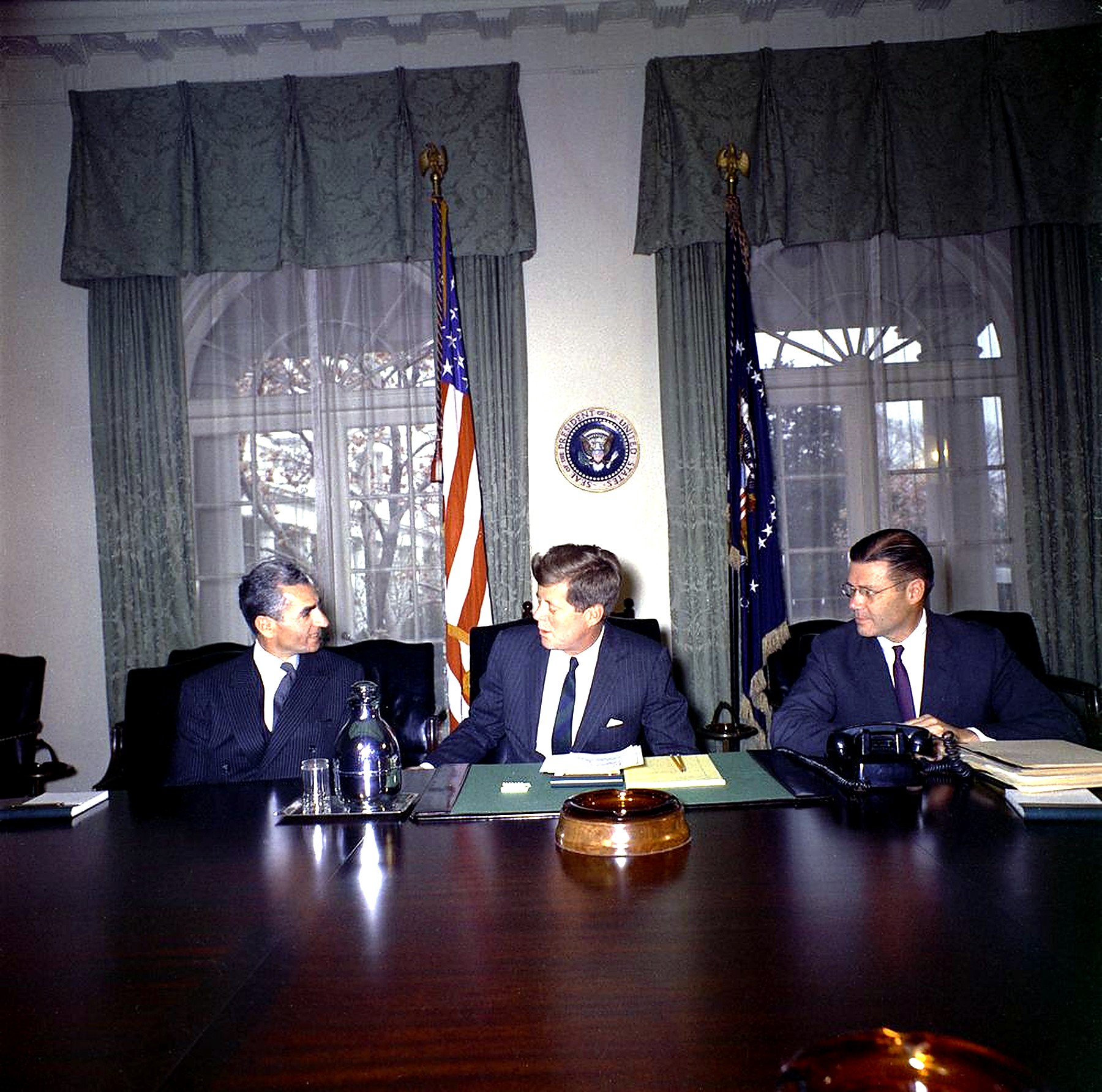 Kennedy With Shah Of Iran 1961.