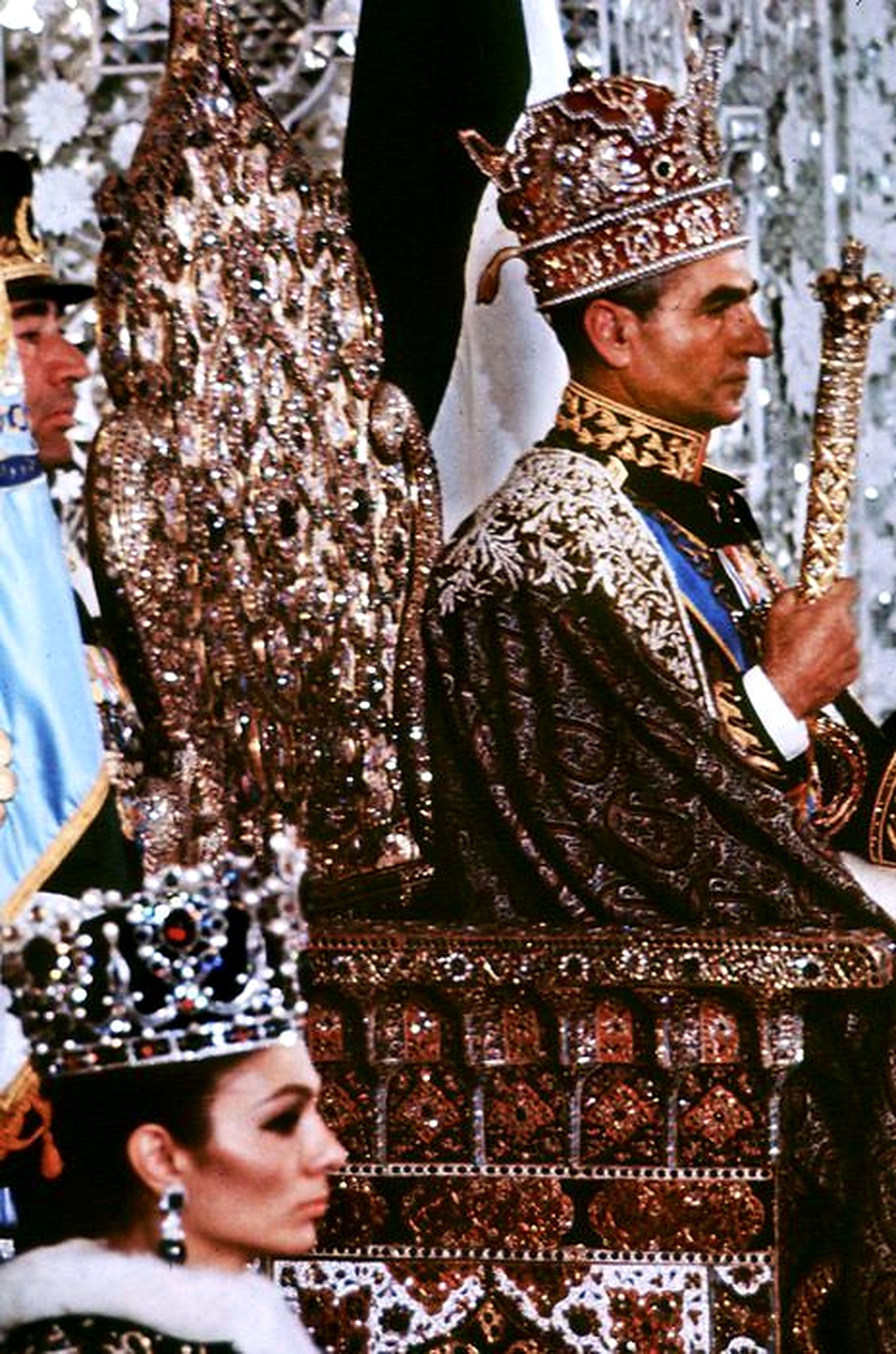 Mohammad Reza Shah enthroned at coronation.