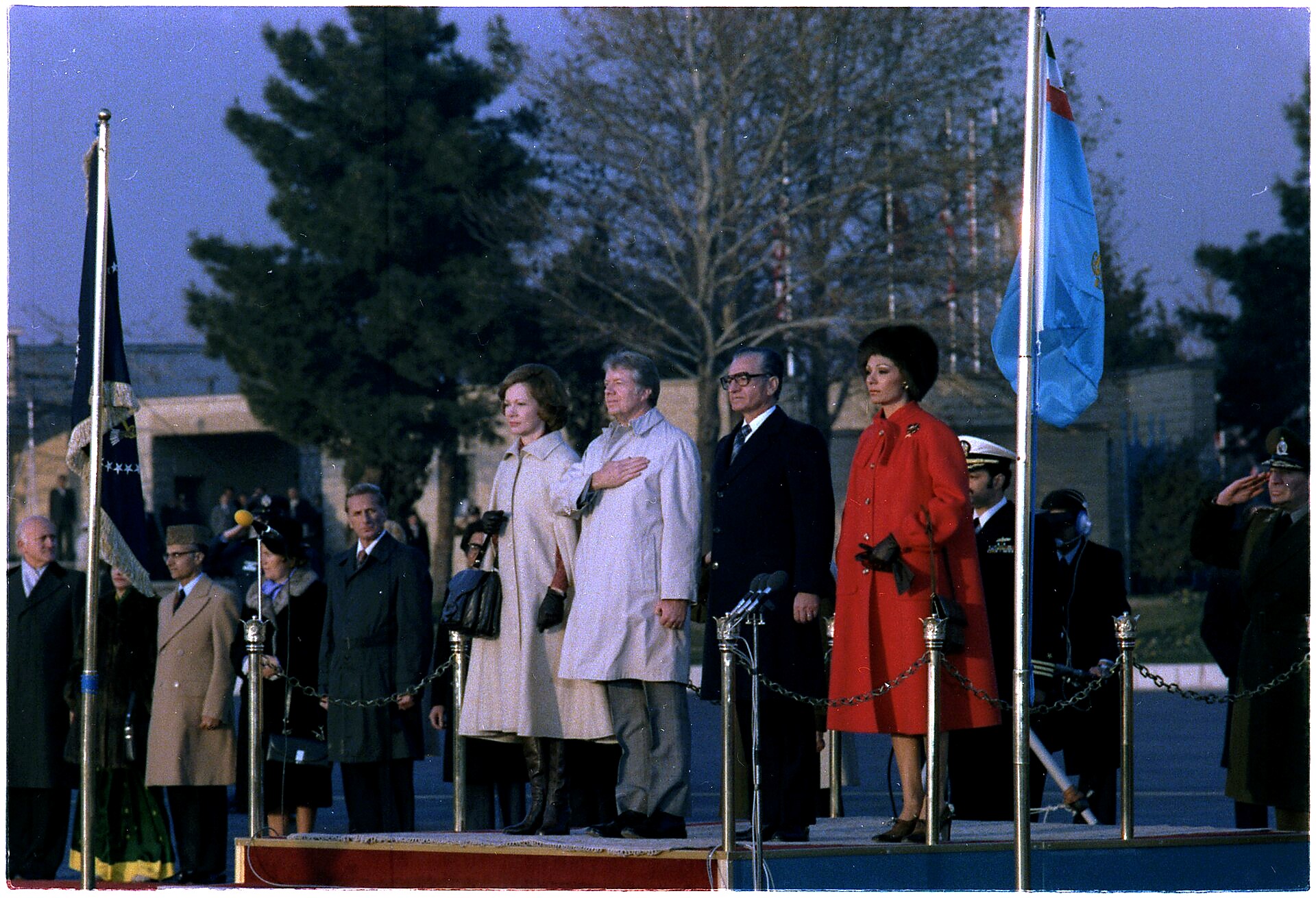 Arrival Ceremony For Jimmy Carter And Rosalynn Carter In Tehran Iran.
