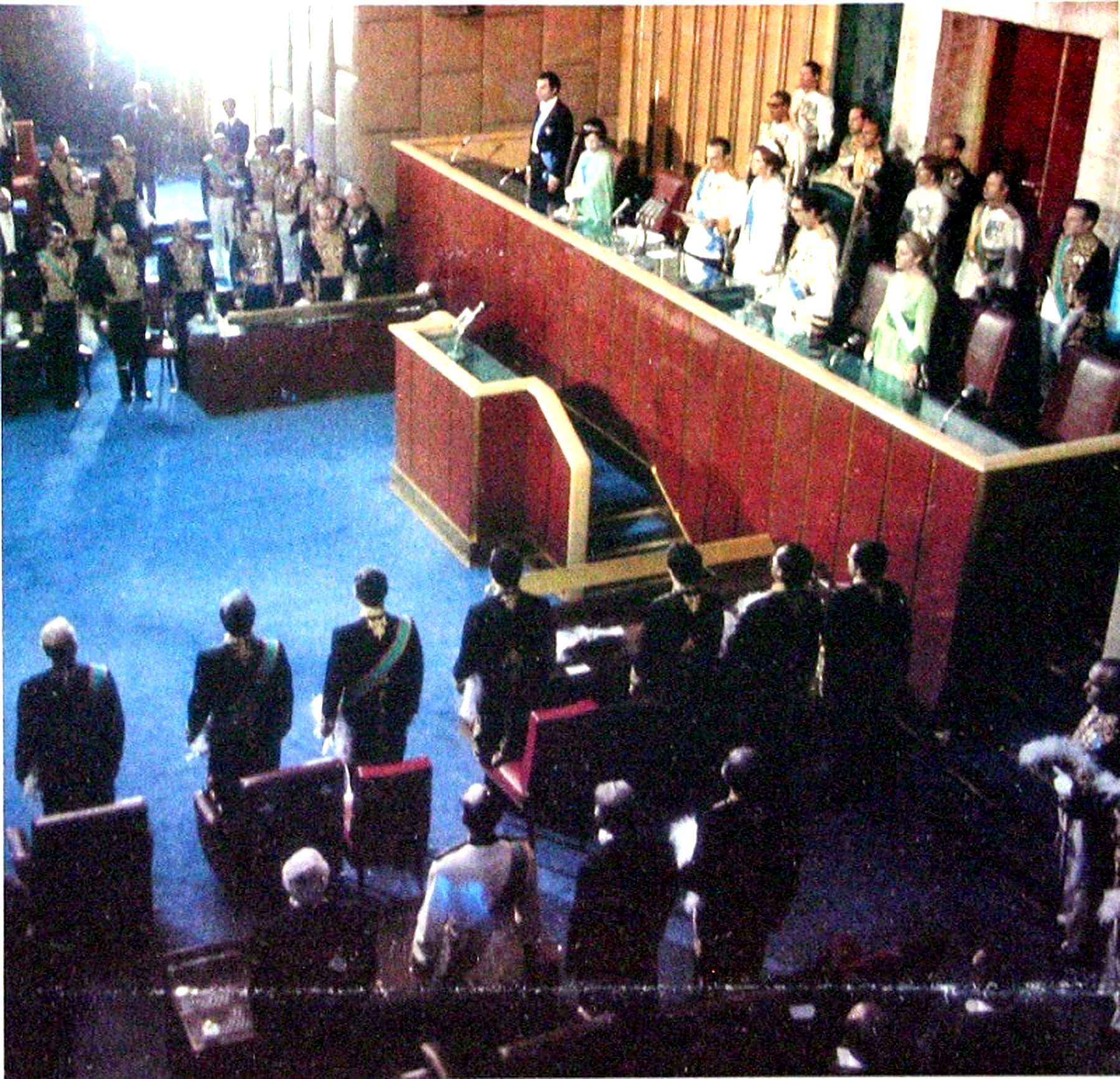 Mohammad Reza Shah Pahlavi And The Royal Family At Persian Senate Tehran 1975.