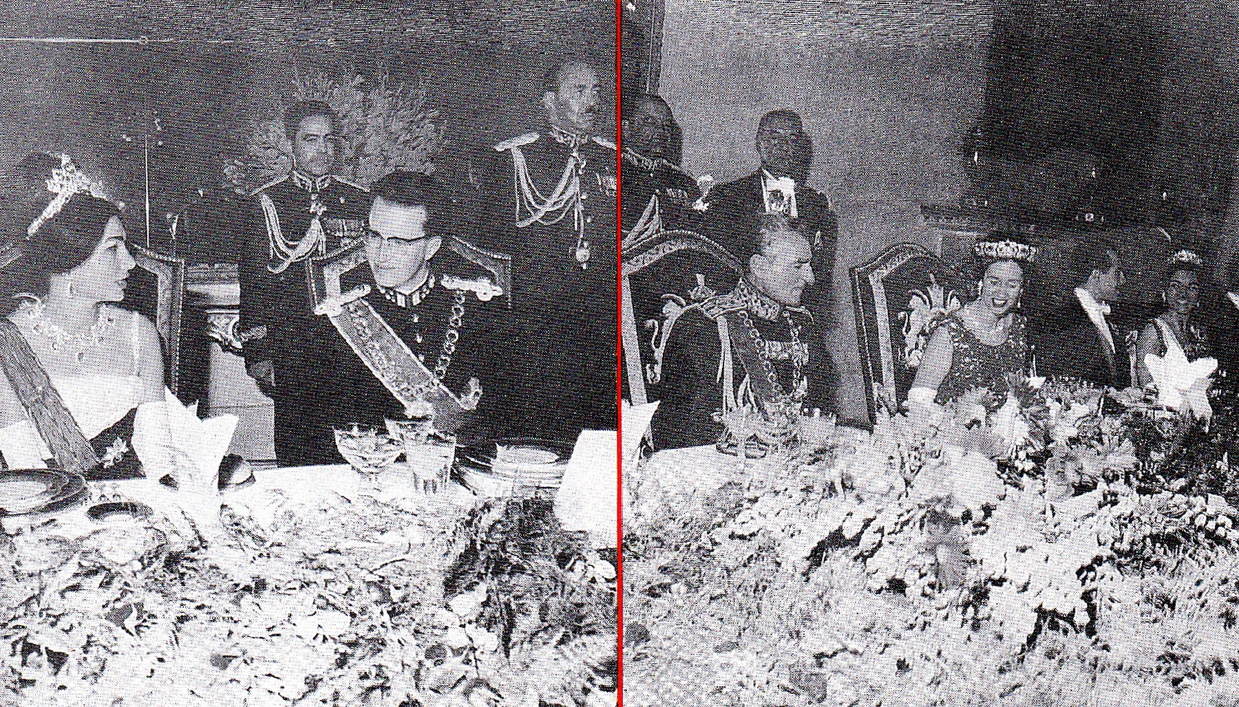 Shah Pahlavi Of Persia And King Baudouin Of Belgium During An Official State Dinner.