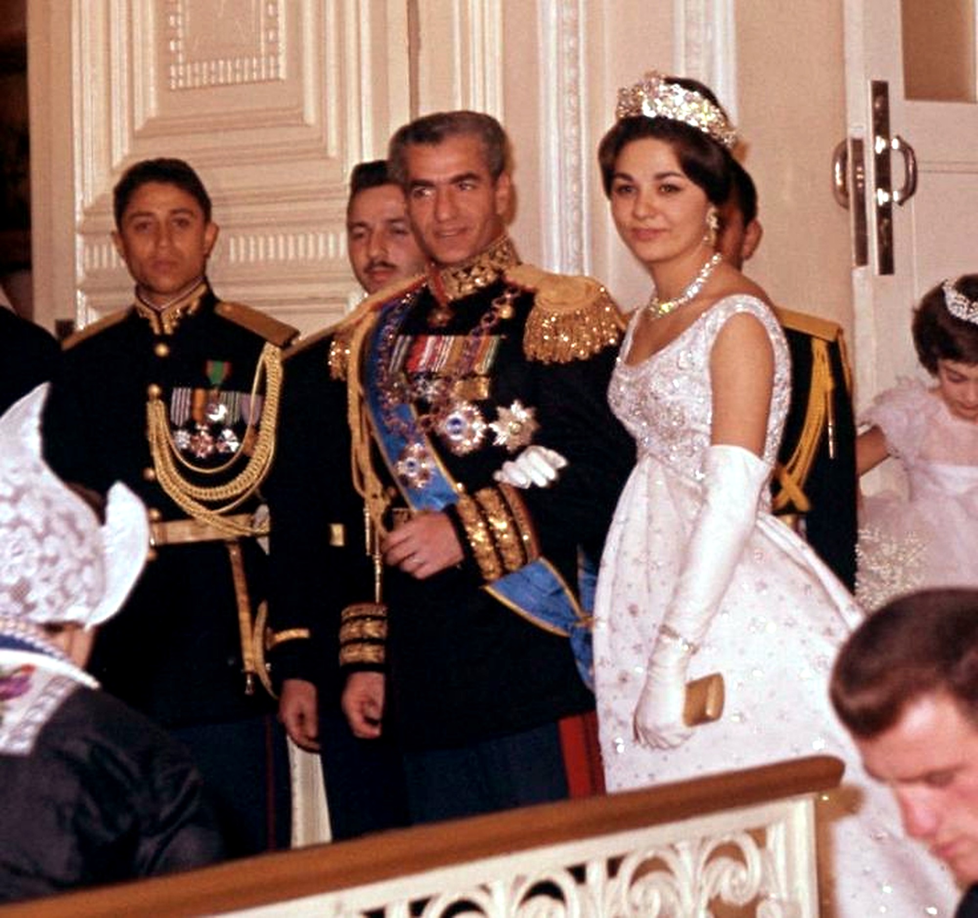 The Shah and Farah at a formal ceremony.