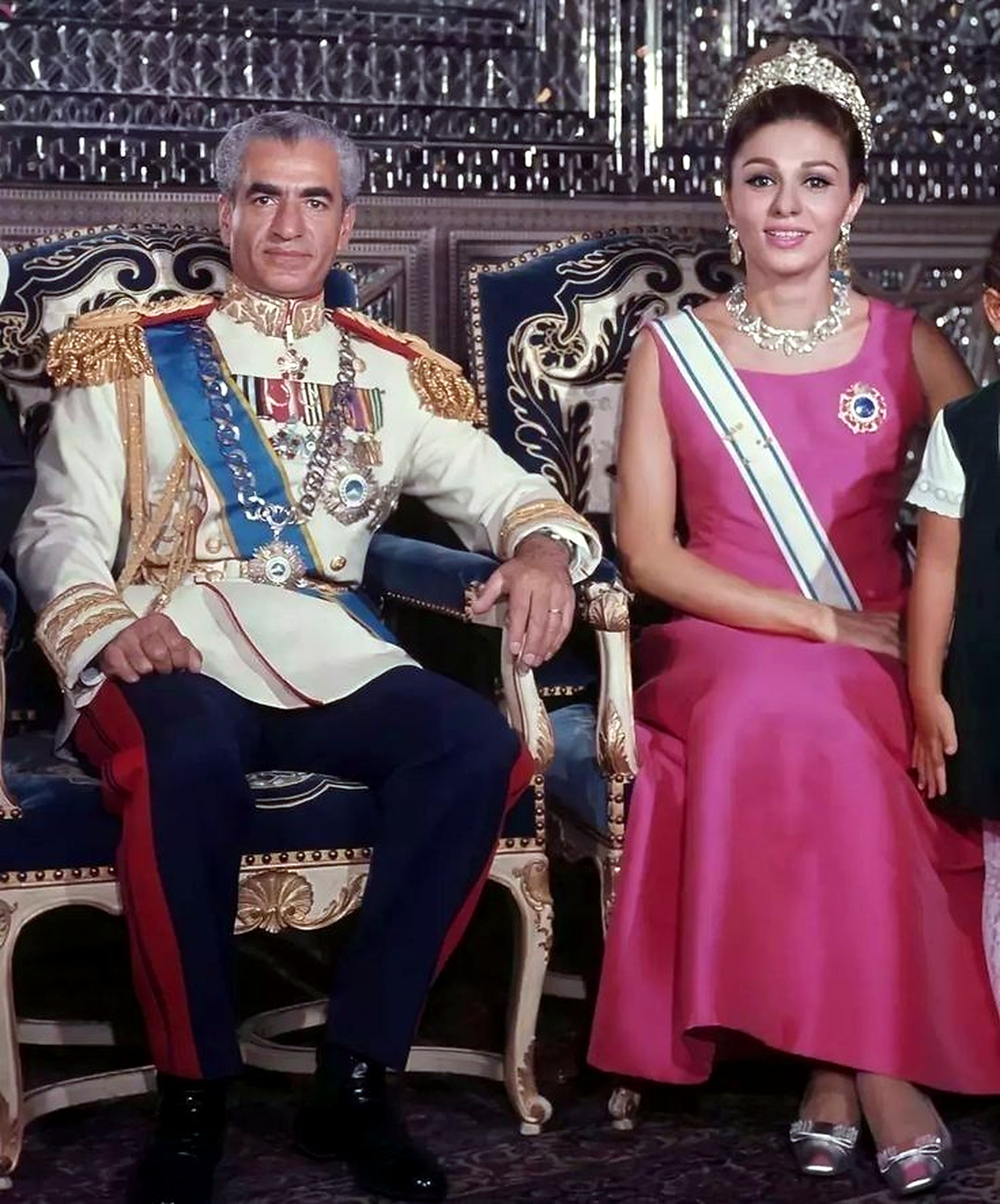 The Shah and Farah in the mirrored throne room.